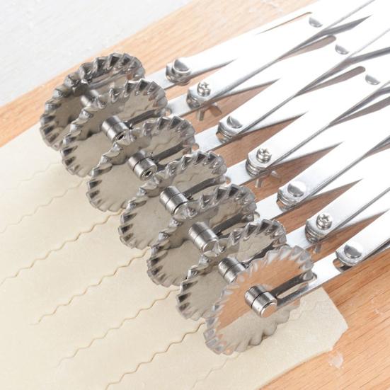 Pizza Hob Stretchable Non-rusting 2 Heads 3/5/7 Wheels Stainless Steel Pastry Cutting Wheel for Kitchen