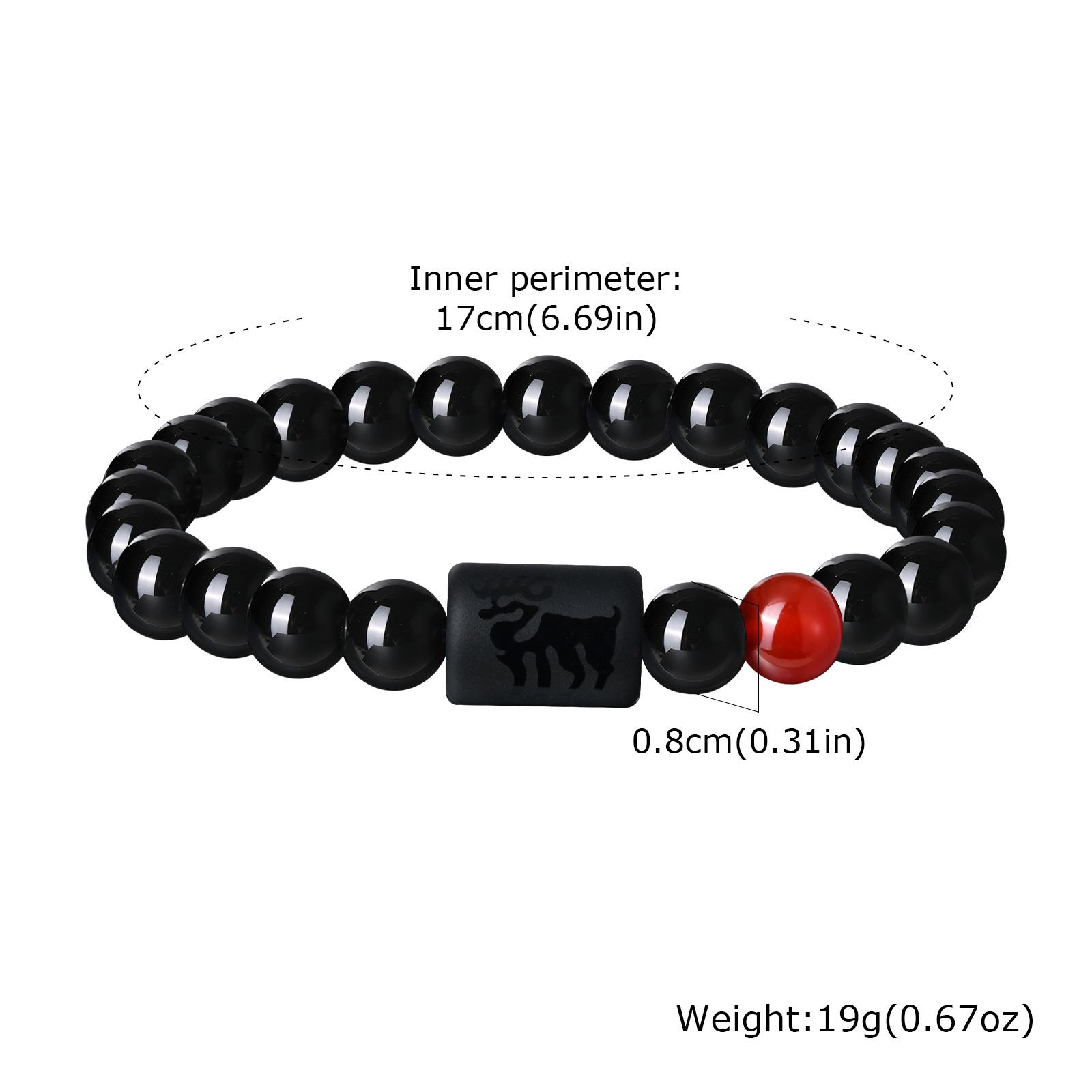 Men s Zodiac Bracelet,Red Agate Black Beaded Bracelets,Casual Birthday Gifts to BBF Son