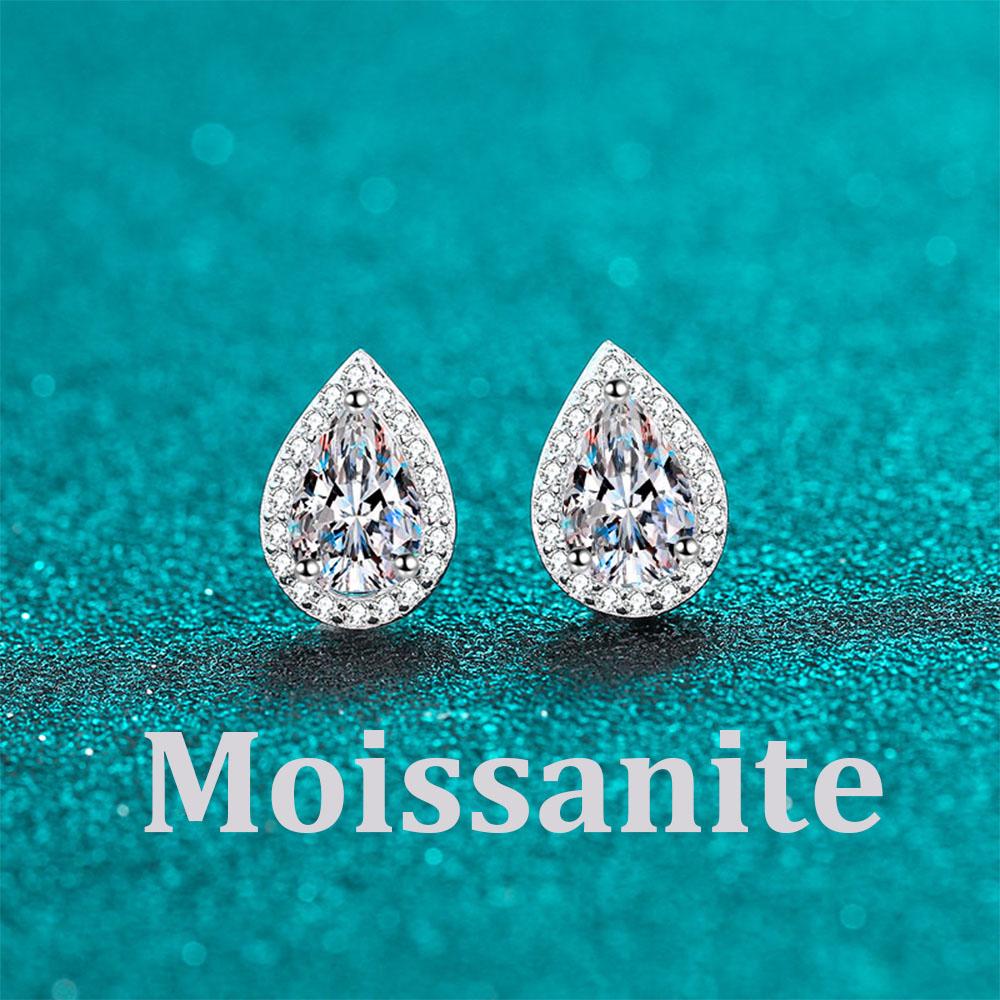 0.5-1ct D Color Moissanite Stud Earrings For Women Top Quality 100% 925 Silver Sparkling Wedding Jewelry