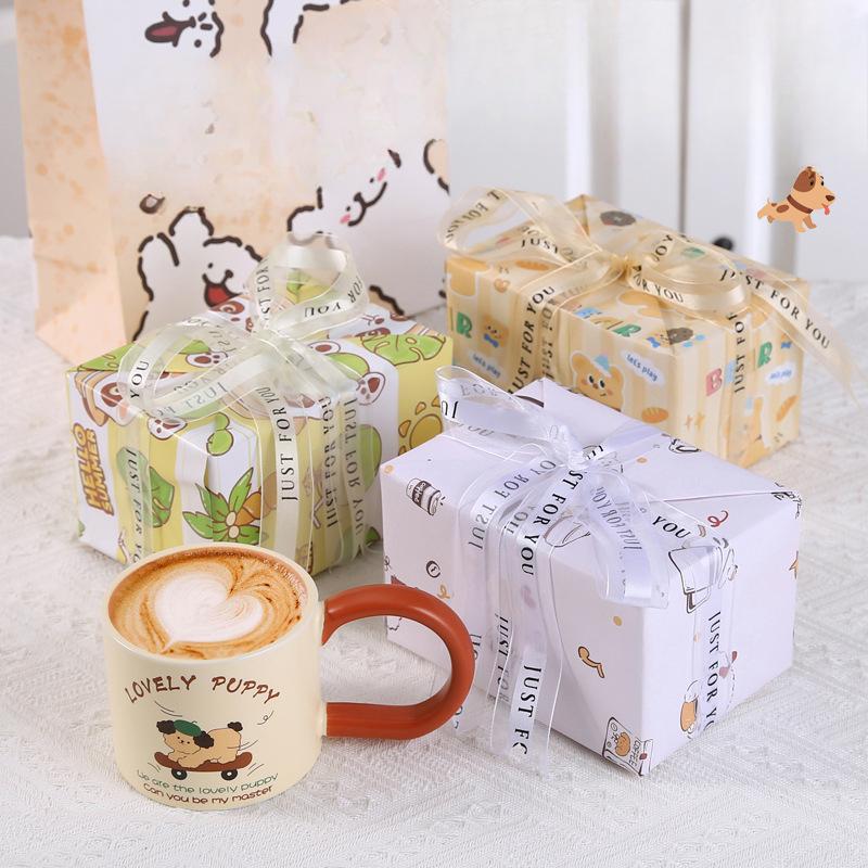 Ceramic Mug Wide Handle Couple Coffee Cup Cute Animal Opening Event Gift Breakfast Cup