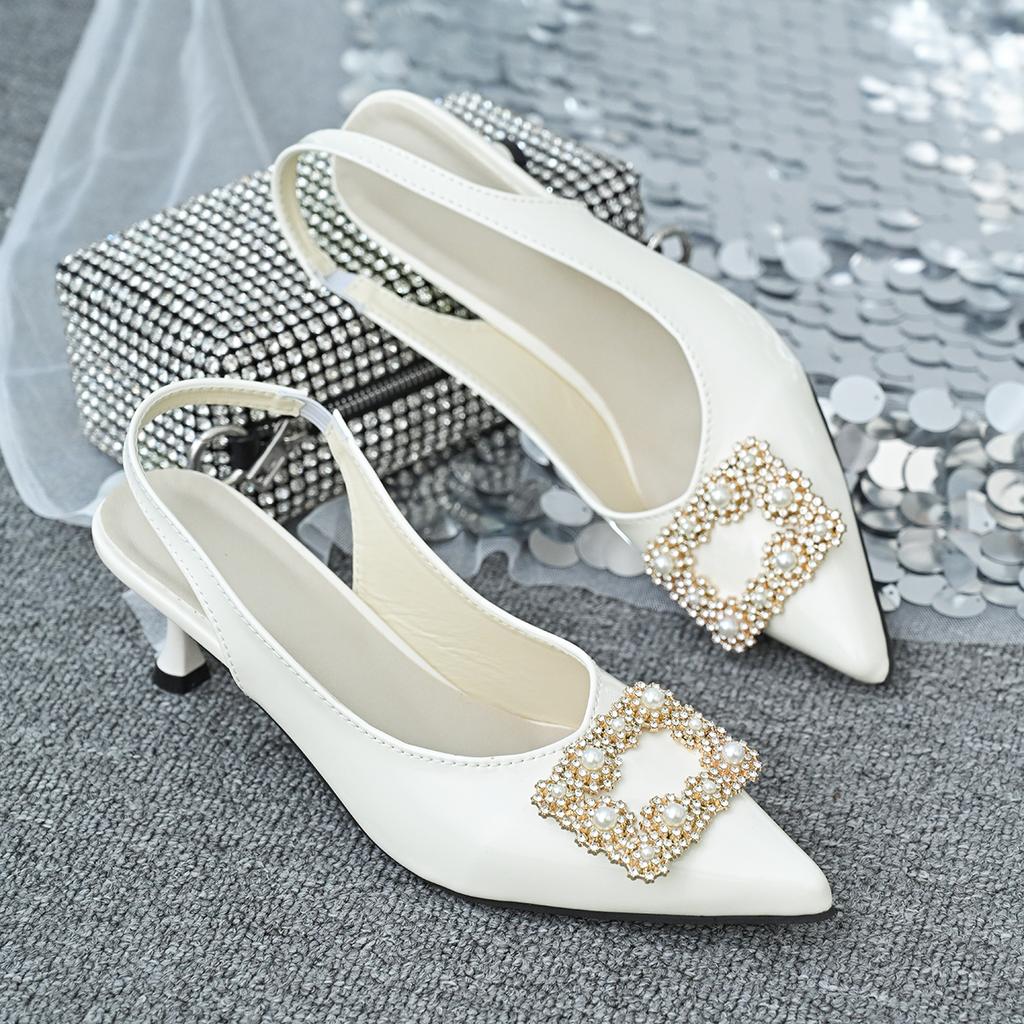 Fashion Women's Sandals Pointed Toe Elegant Heeled Shoes Sexy Luxury Woman Slippers 2025 Designer Dress Pumps New Fashion Ladies Shoes