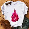 Fashion Flowers Red Rose Skirt Print T-shirt Women T Shirt Femme Harajuku Shorts Sleeves Shirt Summmer Tops Tshirt