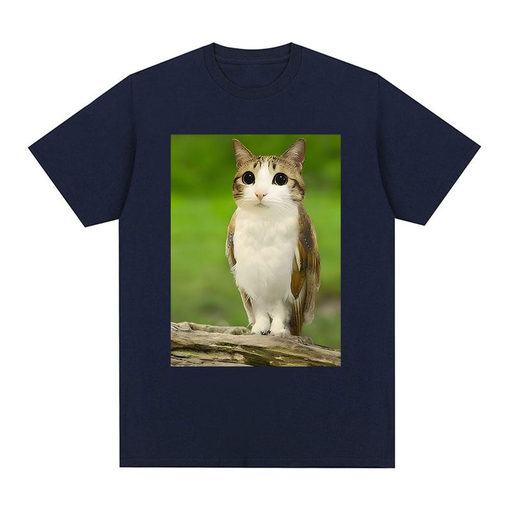 Cat Owl Funny Meowl Meme Brainrot T-shirts Men's Women Clothing Fashion Harajuku Short Sleeves T-shirt Cotton Oversized T Shirts
