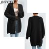 BITCED Autumn/Winter Oversized Mid-Length Cardigan Knitwear V-Neck Solid Colour Knit Top
