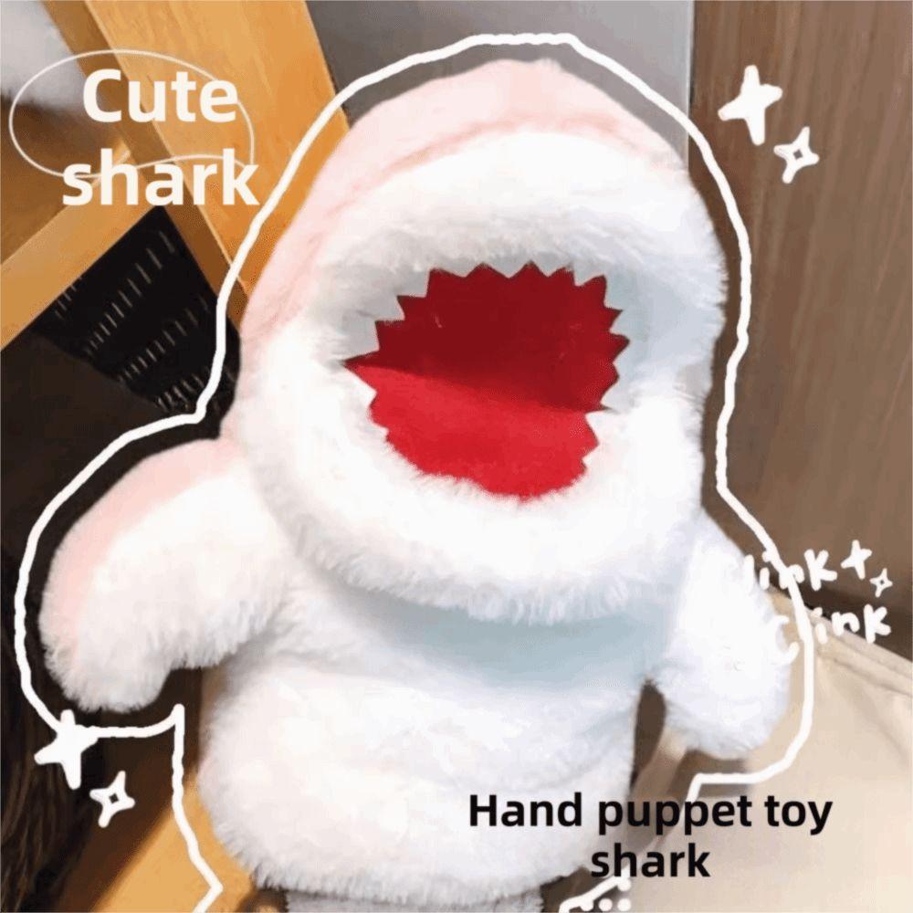 Interactive 20cm Size Shark Hand Puppet Cute Open Mouth Stuffed Plush Animal Toy Cartoon Plush Interactive Toy Children Play