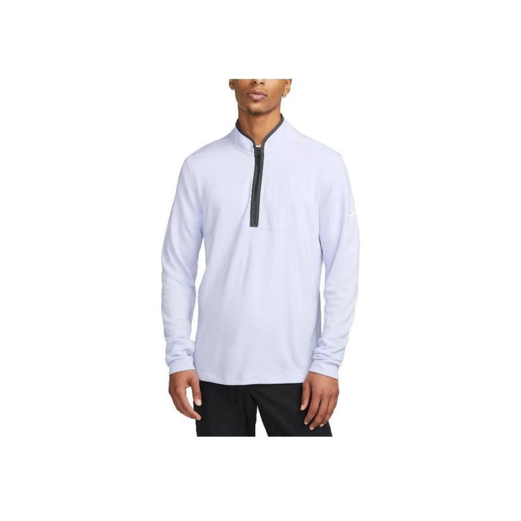 Nike Dri-FIT Victory Solid Half-Zip Crew Neck Long Sleeve T-Shirt Men tops Silver DJ5474-536