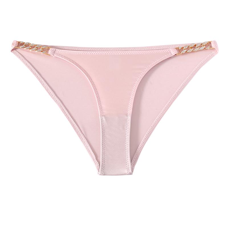 TERMEZY Chiloți sexy pentru femei, cu talie joasă, lenjerie de corp cu lanț de diamante, decorații metalice, slip pentru femei, lenjerie intimă