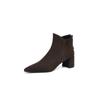 Krazing Pot Cow Suede Nubuck Pointed Toe Thick Heels Chelsea Boots Size 43 Zip Basic Clothing Women Ankle Boots