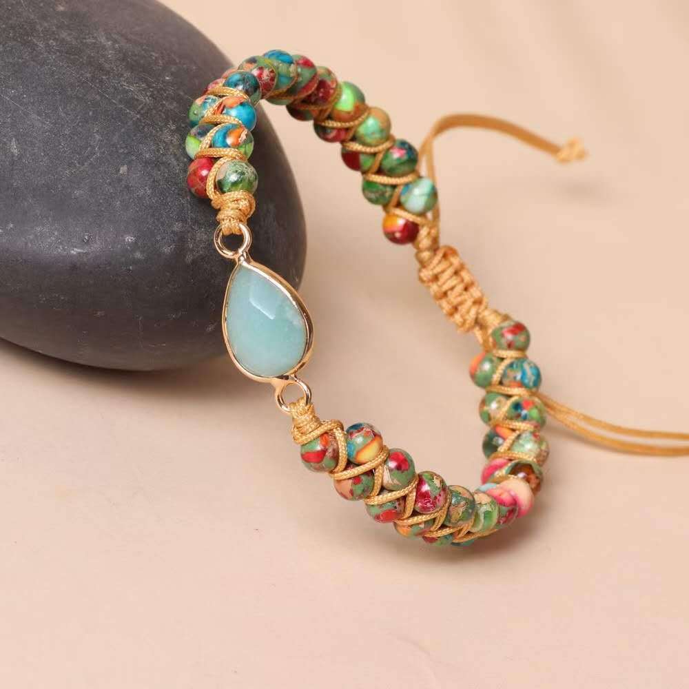 Double row apatite bracelet hand woven adjustable double row bracelet Christmas gift apatite water drop bracelet