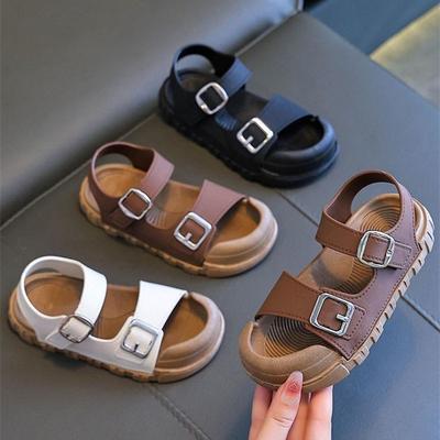 Yaz Yeni Çocuk Sandaletleri Moda Kolej Tarzı Erkek Kız Yumuşak Taban Sandaletler Basit Düz Renk Çocuk Tekme Önleyici Sandaletler
