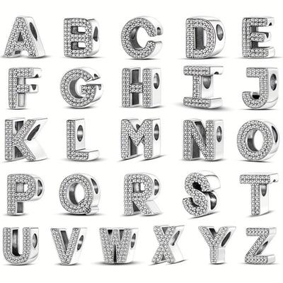Leichter Luxus DIY Gezeiten Perlen Schmuckzubehör Diamantbesetzt Weißes Kupfer Dickes Silber Mode Mikro-gesetzt Buchstaben