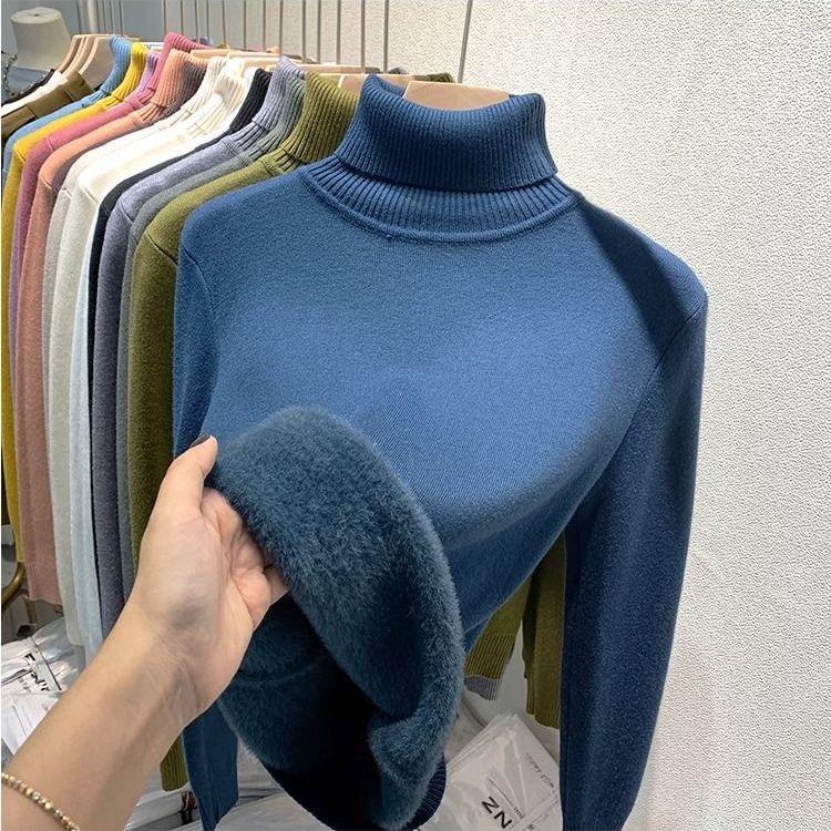 Women Turtleneck Sweater Autumn Winter Elegant Thick Warm Long Sleeve Knitted Pullover Female Basic Sweaters Casual Jumpers Tops