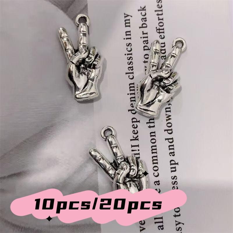 

10pcs/20pcs DIY Zinc Alloy Jewelry Accessories, Hip Hop Style Hand Gesture Scissor Hand Eggplant Accessories, Bracelets, Necklac 10pcs