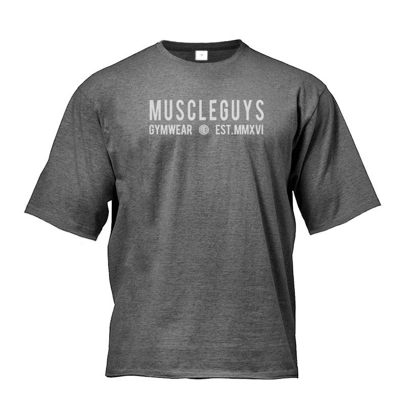Muscleguys Pánské oversized triko Fitness tričko s krátkým rukávem Volné gymnastické topy
