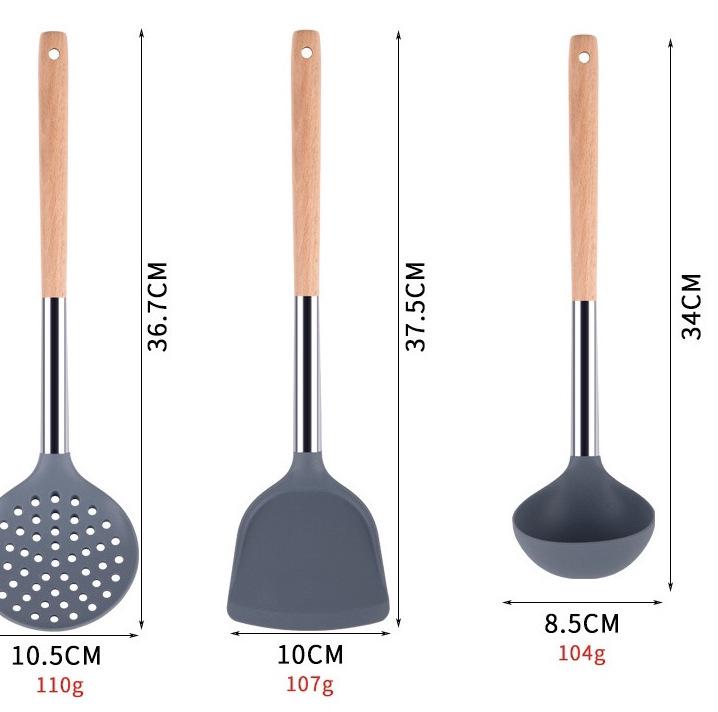 

Набор силиконовых и деревянных кухонных лопаток, устойчивых к высоким температурам: Ложка для жарки, суповая ложка и не повреждающая лопатка Slotted Spoon - 1 Piece