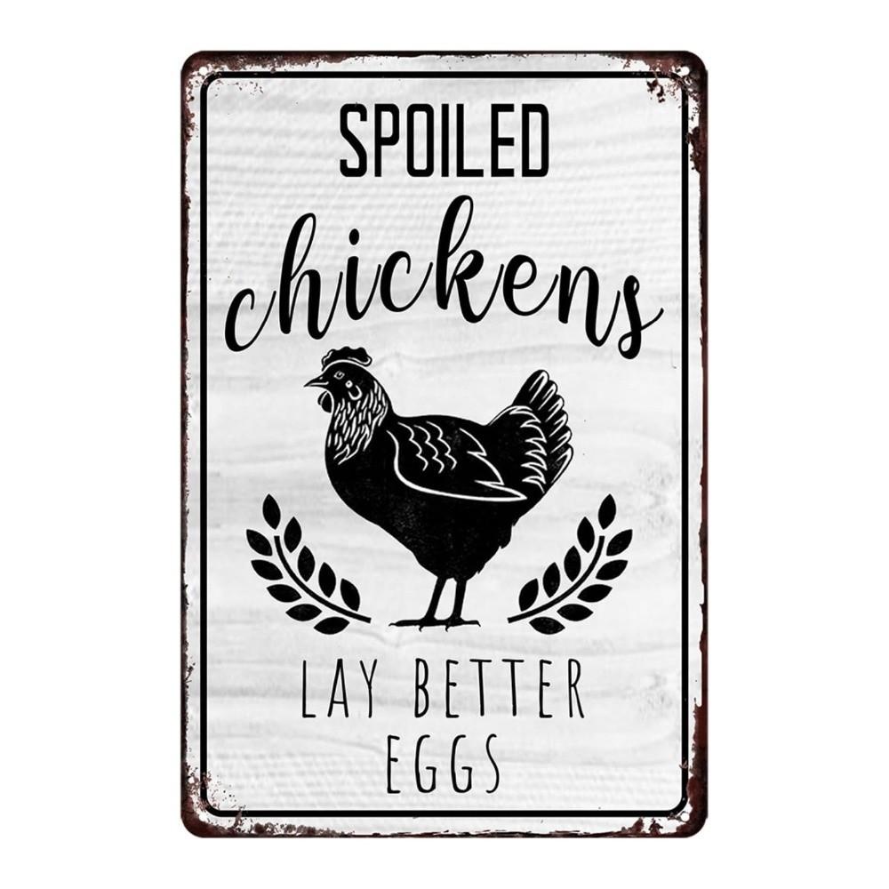 Metal Material Chicken Coop Signs 20 * 30cm Rustic Chicken Coop Accessories Vintage Funny Style Funny Chicken Signs
