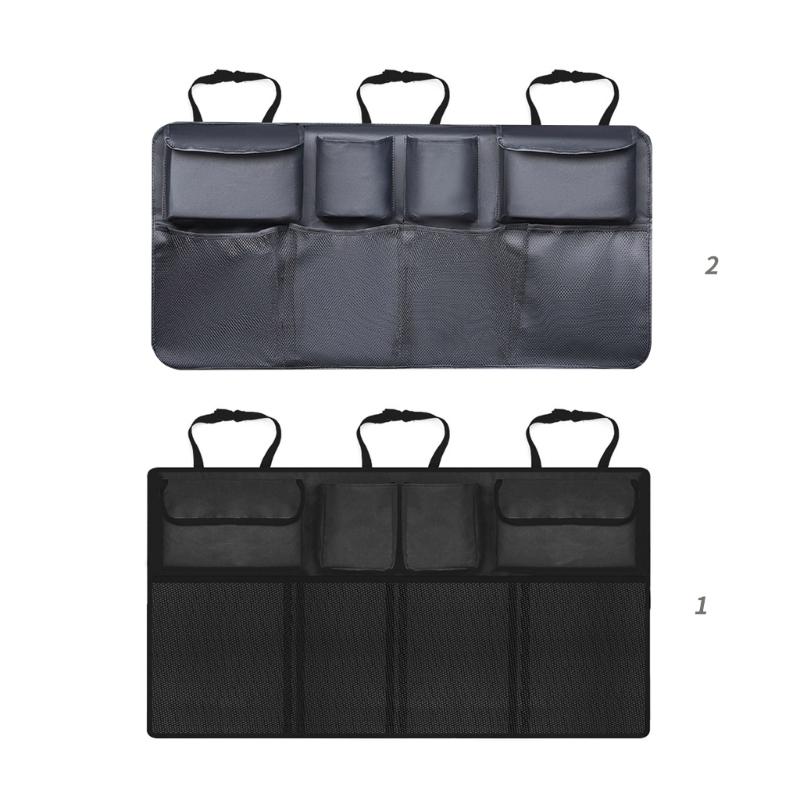 Trunk Hanging Organizers, Backseat Bag, Car Interior Accessories with 4 Pockets & 4 Mesh Pouches for Groceries