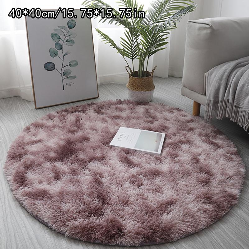 Luxury Round Soft Faux Sheepskin Fur Area Rugs Washable Wool Bedside Carpet