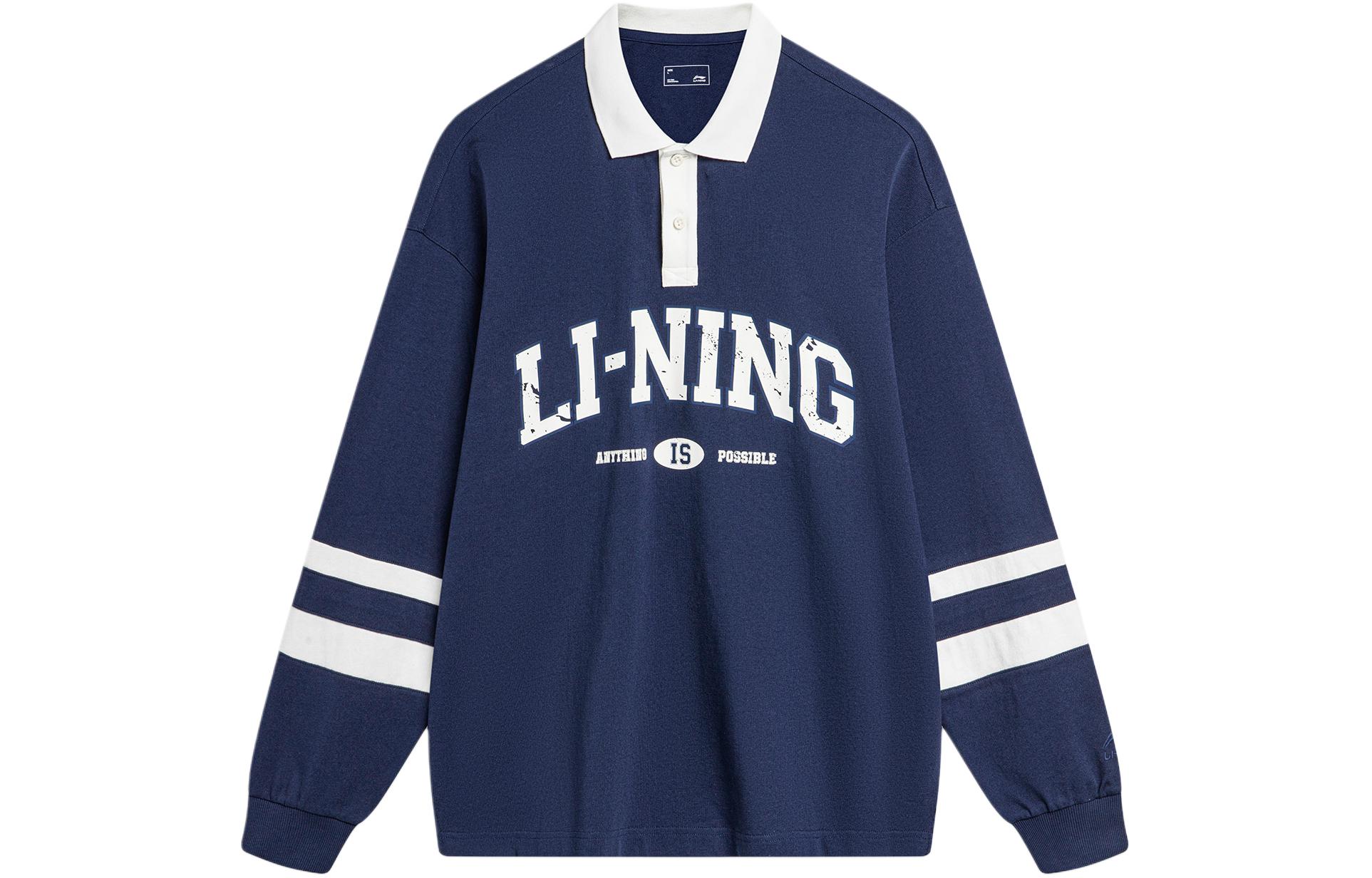 Li Ning Коллекция спортивной моды Поло Унисекс Темно-синий Ship Blue AWDU787-2 XL