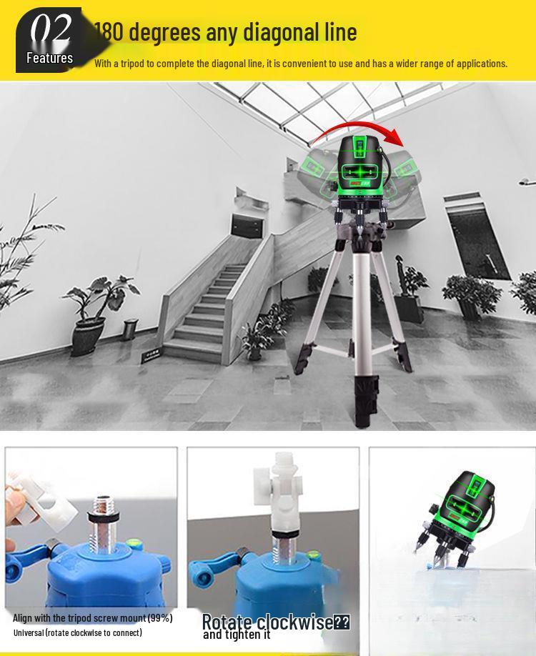 Nivel Láser Verde y Azul Infrarrojo Automático de Alta Precisión - 2, 3 o 5 Líneas