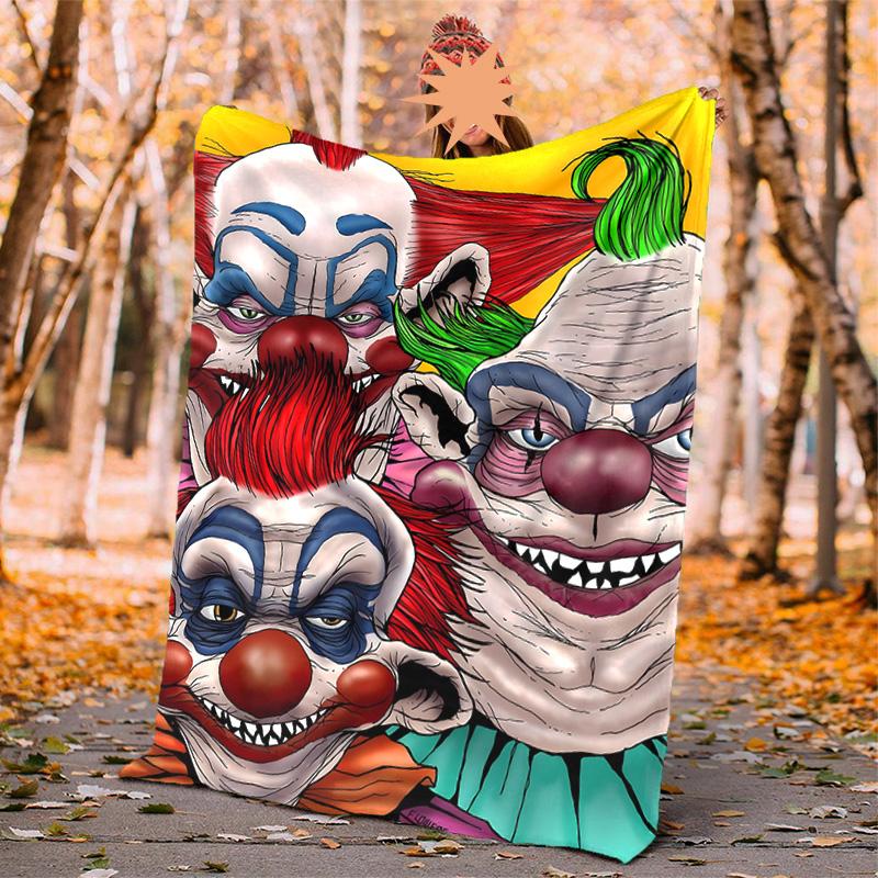 Hororový klaun Cirkus Flanelová deka Měkká teplá Celoroční přehoz, Design pro kempování, Cestování autem, Turistiku Pohovka, Postel, Kancelář Perfektní dárek na večírky