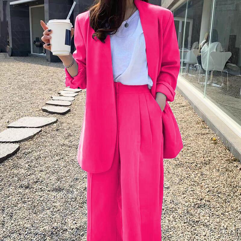 Korean Style 2025 Loose Casual Padded Shoulder Suit Jacket - Multiple Colors