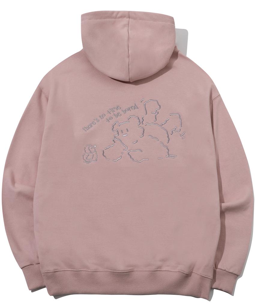 Fun Time Bear Embroidered Hoodie Indie Pink