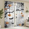 2PCS- Halloween night view pumpkin lantern pattern printed curtains   window decorations   home decorations   room decorations
