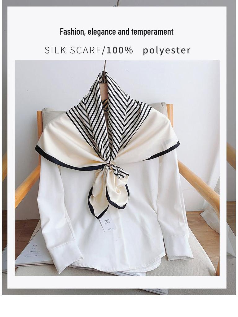 90×90 Großer Hochwertiger Schwarz-Weiß Gestreifter Schal: Professionelle Halsbekleidung, Stirnband & Sonnenschutz-Kopftuch