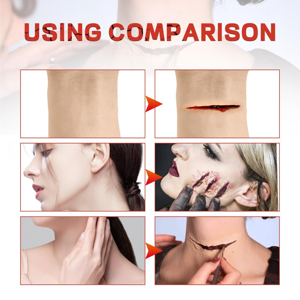 3PCS Fake Blood Makeup Kit-Coagulated Blood 30ml+Fake Blood Spray 50ml+Dripping Blood 50ml, Realistic Washable Special Effects SFX Makeup Set