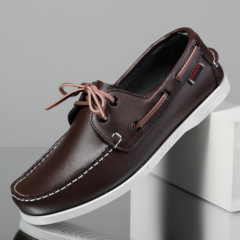 Spring Leather Loafers For Men Driving Shoes Retro Fashion Dock Classic Boat Shoes Man Casual Shoes Slip On Men's Flat Shoe