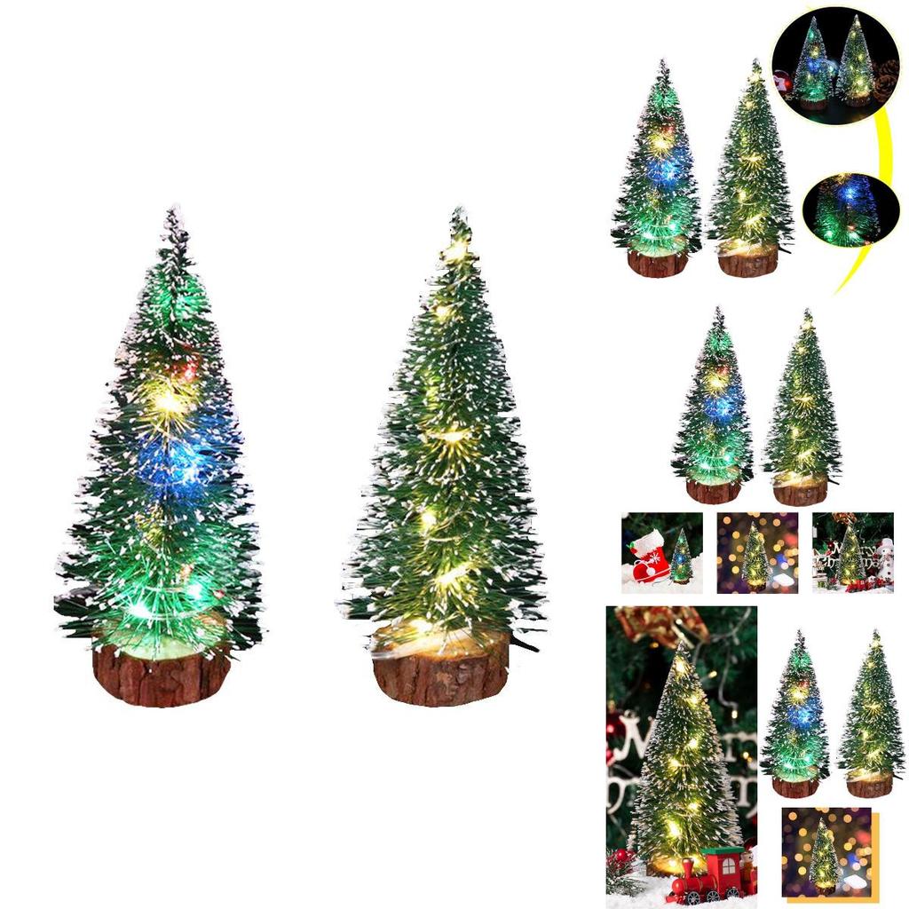 Mini Cedar Christmas Tree With Bright Led Lights Small Pine Tabletop Xmas Home Decor