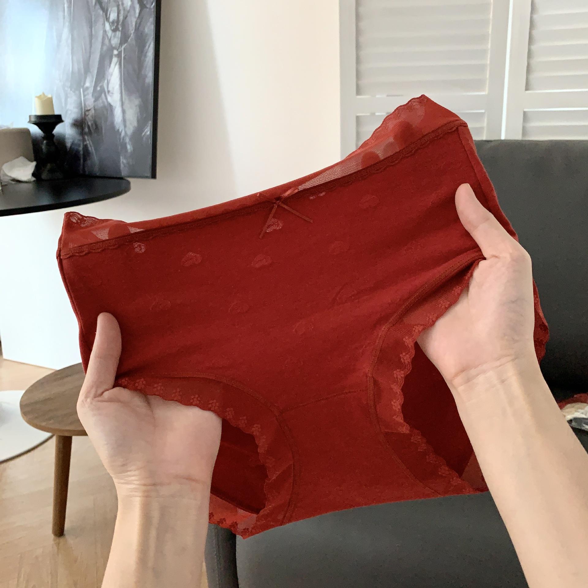 

Леди Весна и Осень Жаккард В этом году Свадебные Красные Трусики со средней посадкой XL