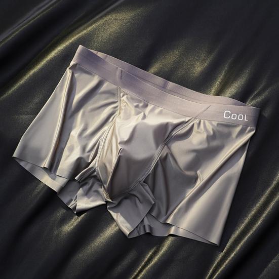 Men Boxer Underwear Elastic Mid-Waist Design Patchwork Color U-Convex Shorts Briefs Smooth Texture Panties