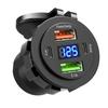 86W 4-Ports USB Charger with LED Voltmeter Dual PD & Dual QC3.0 Fast Charging Adapter Waterproof For 12/24V Car Boat Motorcycle