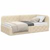 L Shaped Corner Bed Frame Cream 90 X 190 Cm Fabric