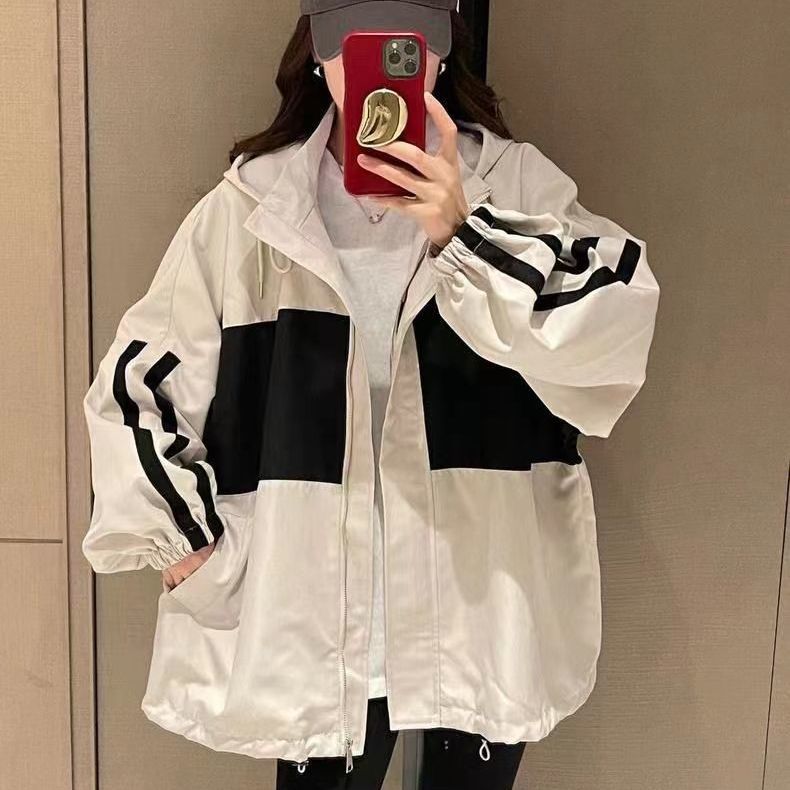 

Женская хлопковая куртка с капюшоном в стиле колор-блок с верхом из хлопковой куртки 2XL