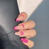 Chic Press-On Nails With Delicate Rose Pink Floral Design Fine Glitter Sparkle
