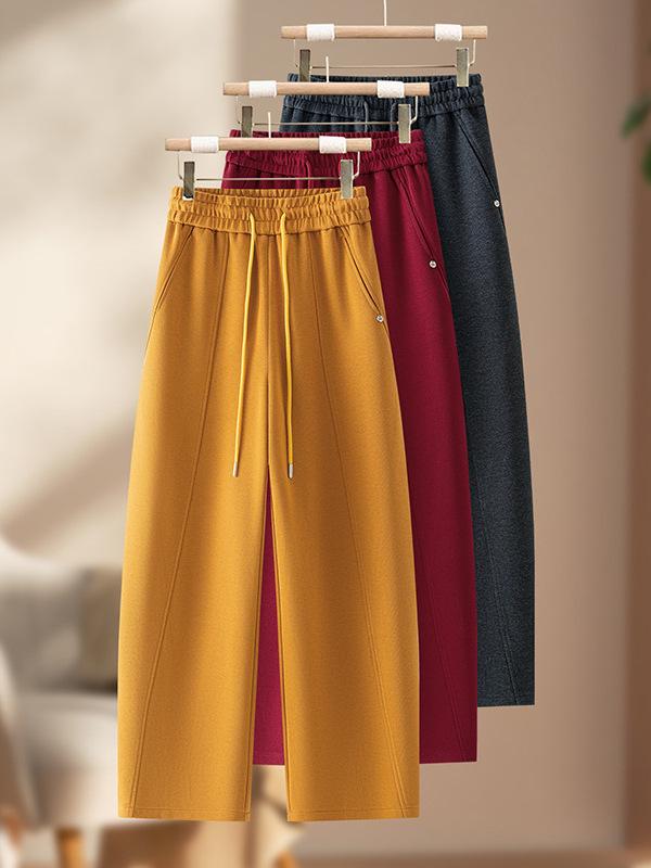 Korean Style High Waist Curved Blade Wide Leg Pants for Women - Spring/Autumn 2026