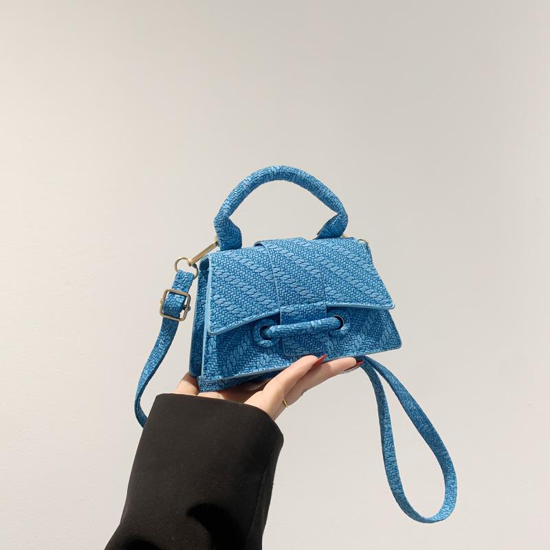 Candy Color Pulling with Personalized Lock Texture Summer Casual and Fashionable Plaid One-shoulder Hand-slide Small Square Bag