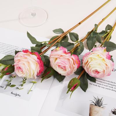 58cm Artificial Flowers Rose Flower Branch Artificial Red Roses Realistic Fake Rose for Wedding Home Decoration