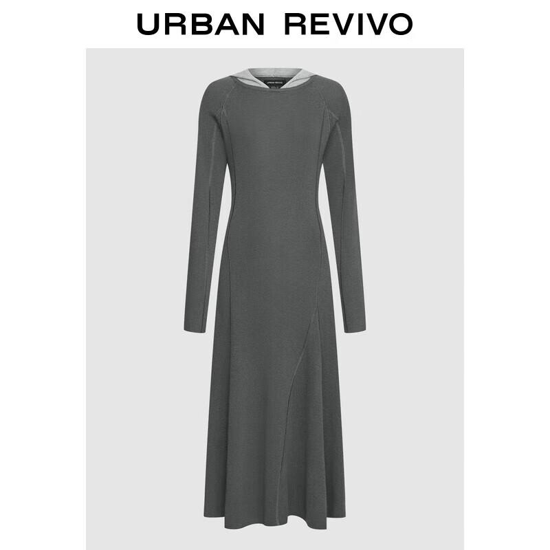 

UR Women s Winter Grey Slim-Fit Hooded A-Line Dress S