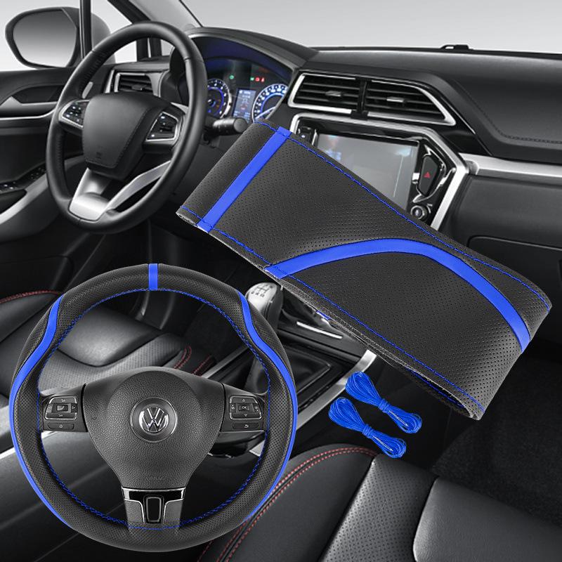 Χειροποίητο Κάλυμμα Τιμονιού από Γνήσιο Δέρμα, Αντιολισθητικό, Άνω Στρώμα από Δέρμα Αγελάδας που Απορροφά τον Ιδρώτα, Καθολικό για Όλες τις Εποχές.