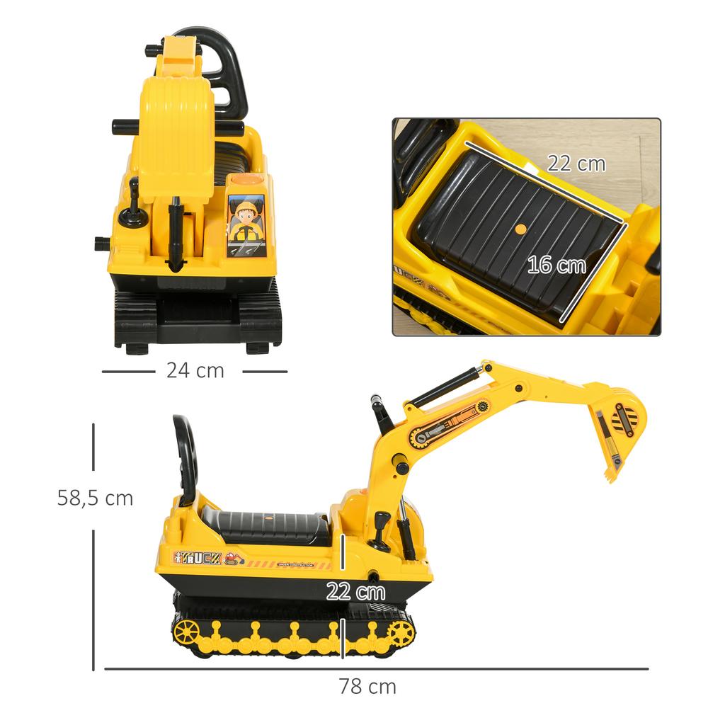 Ride On Excavator Toy Tractors Digger Movable Walker Construction Truck 18-48 Months
