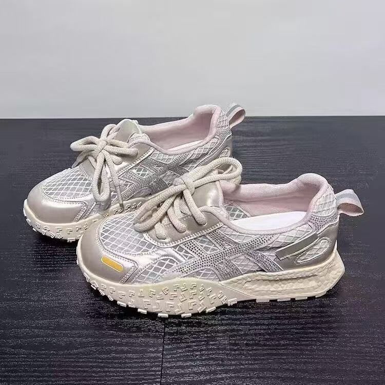Spring and Summer Comfortable Versatile Rhinestone Breathable Mesh German Training Summer New Thick-soled Sports and Leisure Forrest Gump Shoes