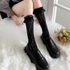 Lace Trim Fishnet Rose-Pattern Mid-Calf Lolita Socks - Women's Cute White Stockings