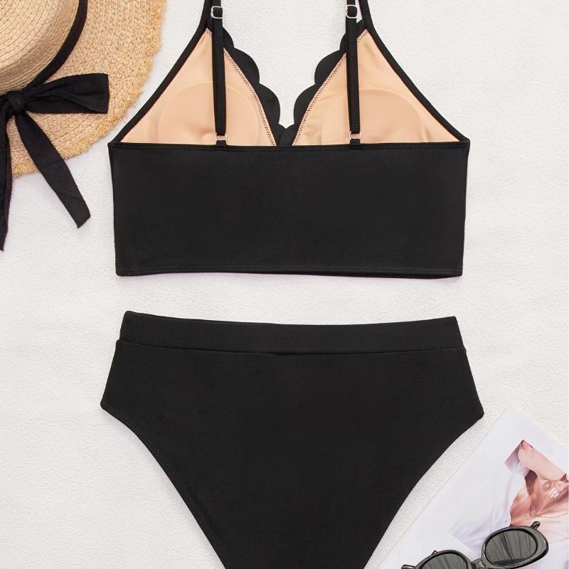 New Popular European and American Hollow Laser Cut Flower High Waist Bikini Sexy Split Swimsuit Women