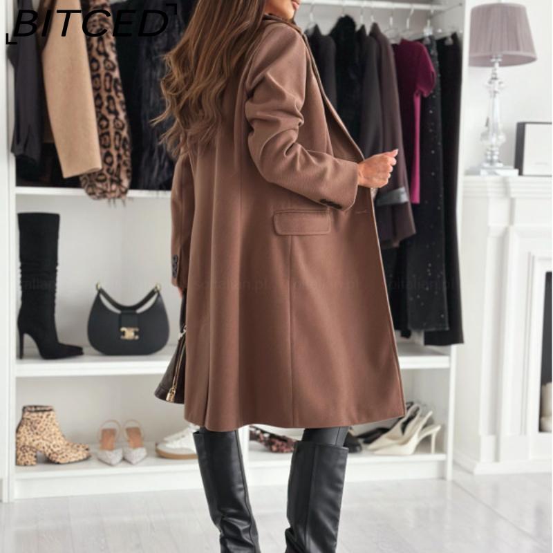 BITCED Dame Vintage Casual rutenettprint Høst Vinter Langermet POLO Hals Jakker & Kåper