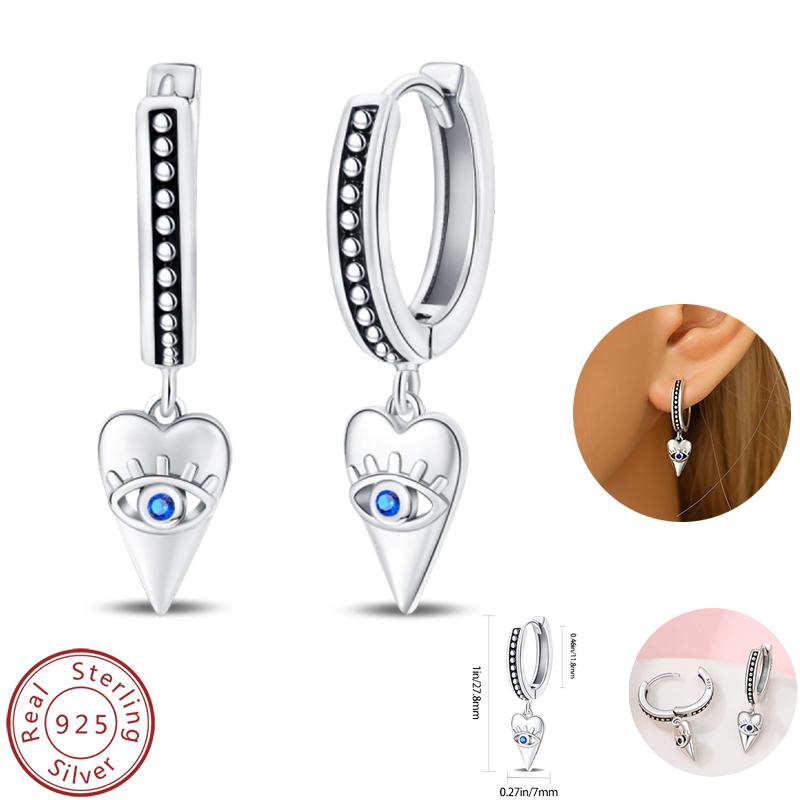 Real 925 Silver Palm Devil's Eye Feather Dream Catcher Design Luxury Earrings Fit For Engagement Fine Jewelry Gifts