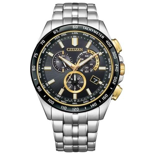 Citizen Men's Watch, Light-Powered Eco-Drive, Radio-Controlled, Waterproof, HINODE Collection Limited Edition, Gold, Black, Silver, CB5879-53E